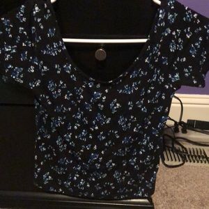 Black and blue floral crop top